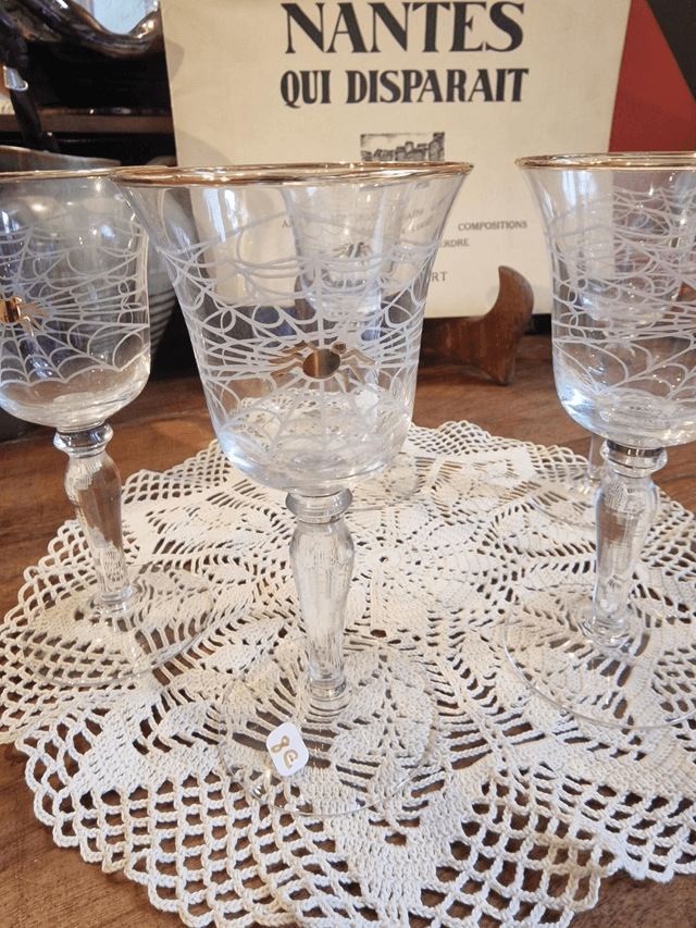 Lot de 3 verres toile d'araignée 