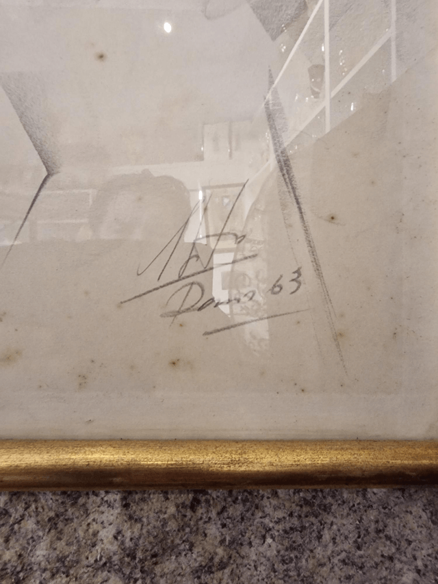 Tableau dessin signé années 60