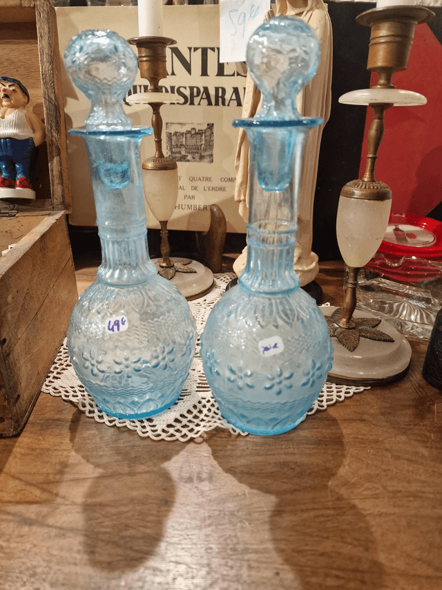 Paire fioles bleues